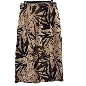 Tropical Leaf Midi Skirt Fall Casual Size 12 Boho